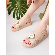 Mareandpanda Cate Bej Hasır Cilt Sandalet