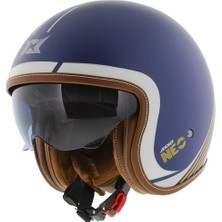Axxis Motosiklet Kaskı Retro Güneş Vizörlü Hornet S Sv Neo C7 Mat Mavi Motorcu Kask