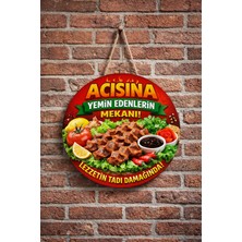 Mayeka Çiğ Köfte Dükkanı Için Duvar Kapı Tablo Süsü Ahşap Askılı Pano Tabela No 4