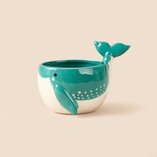 Evidea Kitchen Mavi Balina Desenli Seramik Kupa - Mavi - 500 ml