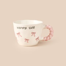 Evidea Kitchen Happy Life Seramik Kupa - Beyaz - 300 ml