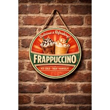 Mayeka Cafe Restoran Için Frappuccino Kahve Retro Duvar Kapı Tablo Süsü Ahşap Askılı Pano Tabela No 8