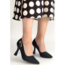 Mareandpanda Cerin Siyah Saten Simli Topuklu Ayakkabı