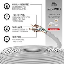 Leaf Shop Tronic 100 M Ethernet Ağ Kablosu Cat 5e, Lan Ağ Kablosu, Hızlı ve Güvenilir Internet Için, AWG24 Toplu Kablo Cat 5e | Bulk Kablo 1 Gbps, 100 Mhz, Utp Cca (100 Metre, Gri)