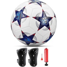 Leaf Shop Set Futbol Topu Tekmelik Şampiyonlar Ligi Pompalı Sert Zemin Halı Saha Futbol Topu Mavi No:5