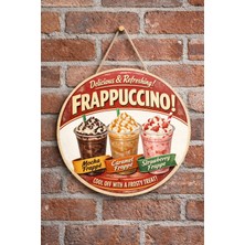 Mayeka Cafe Restoran Için Frappuccino Kahve Retro Duvar Kapı Tablo Süsü Ahşap Askılı Pano Tabela No 6