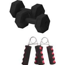 Leaf Shop kg x 2 Adet Dambıl Seti + 2 Adet Sünger Tutamaçlı El Yayı | Evde Spor Için Güç ve Dayanıklılık
