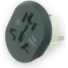 Leaf Shop Türk Fişi Erkek – Universal Seyahat Adaptörü | F Tipi Erkek → Çoklu Ülke Dişi Giriş | Amerika, Ingiltere, Çin, Avustralya, Italya, Hindistan, Isviçre Uyumlu | 250V – 16A