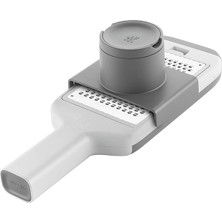 Leaf Shop Z-Cut Çoklu Rende, Çok Fonksiyonlu, Paslanmaz Çelik, 4 Değiştirilebilir Bıçak Ucu, Iki Yönlü Sürtünme Teknolojisi, Entegre Toplama Tepsisi, Gri