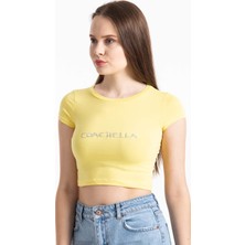 Mossta Coachella Basic Crop Sarı