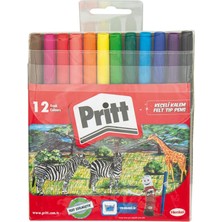 Leaf Shop Keçeli Kalemler, Çocuk Dostu Zararsız Boya, Su Bazlı Renkli Kalem, Silinebilir Boya Kalemi, Dayanıklı Kırtasiye Malzemesi, 12 Renkli Paket