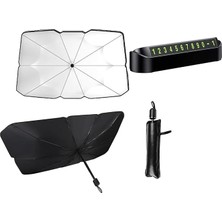 Leaf Shop Home Şemsiye Şeklinde Katlanabilir Oto Güneşlik ve Oto Numaratör Seti – Araç Güneşliği, Otomobil Ön Cam Güneşlik, Araba Güneşliği, Numaratör Hediyeli Güneş Koruyucu (140X79 Cm)