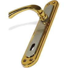 Leaf Shop Çelikel Kapı Kolu Saten Albifirin Oda Kapı Kolu Altın Renkli 1410