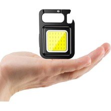 Leaf Shop Anahtarlıklı Metal Kasa El Feneri Şişe Açacağı Usb’li Şarj Edilebilir Cep Boy Cob LED 800MAH