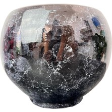 Leaf Shop Tasarımı Ev Dekorasyon Siyah Mermer Efektli Artistik Çift Sırlı Iç ve Dış Mekan Kullanımlı Toprak Terrakota Saksı Saksılık Salon Çiçeklik