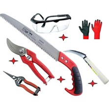 Leaf Shop Bağ Bahçe Budama Kesme Seti Testere Orak Makas Tırpan Ağaç Dal Ot Çalı Meyva Çiçek Eldiven Gözlük