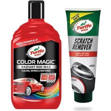 Leaf Shop Turtle Wax Renkli Cila Kırmızı + Ince Çizik Giderici Pasta 100 ml