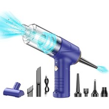 Leaf Shop Araba Süpürgesi Dahili Işıklı Taşınabilir Kablosuz, Şarj Edilebilir Süpürge, 18000 Pa Yüksek Güçlü Fırçasız Motor, 4000MAH, Ev, Ofis, Bilgisayar Için Çoklu Başlıklı LT-145 Lacivert