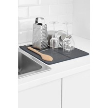 Leaf Shop Bulaşık Kurutma Örtüsü Nanofiber Bulaşık Matı Kurulama Bezi Ultra Emici Bulaşık Örtüsü Gri