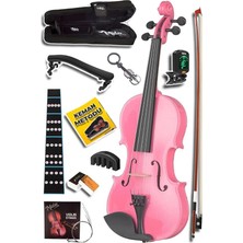 Leaf Shop HGA34PİNK-PAK Pembe 3/4 Çocuk Kemanı Seti 10-13 Yaş (Yastık Tuner Susturucu Çanta Yay Reçine)
