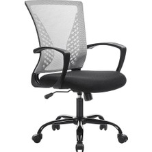 Leaf Shop Ofis Sandalyesi, File Kaplamalı Çalışma Masası Sandalyesi, Yüksekliği Ayarlanabilen Bilgisayar Sandalyesi, Döner Sandalye, Sallanma Fonksiyonlu, Nefes Alabilir, Gri