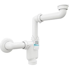 Leaf Shop Bagno Yer Tasarruflu Sifon Lavabo - Mobilya Sifonu - Yerden Tasarruf Sağlayan Sifon - Düz Gider - Banyo - Esnek Ayarlanabilir - G 1 1/4 Inç - DN32