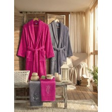 Zena Fuşya Antrasit Havlulu Bornoz