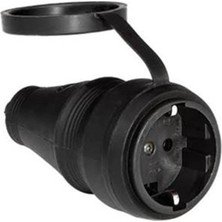 Leaf Shop Sağlam Monofaze Kauçuklu Kablo Bahçe Dış Mekan Korunaklı Su Geçirmez Siyah Kapaklı Dişi Fiş Tek 16A