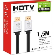 Leaf Shop HDMI Kablo 1,5 Metre 4K Hdtv 2160P 18GBPS Premium Altın Kaplama Uç Yüksek Hızlı Aktarım Plasma LCD Pc Ses Ekipmanları (1,5 Metre)