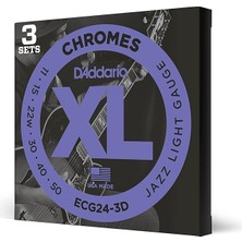 Leaf Shop Elektro Gitar Telleri | Gitar Telleri E Gitar | Flatwound Telleri Elektro Gitar | En Popüler Tel Markası | ECG24-3D Krom | Paslanmaz Çelik | Jazz Light (11-50) | 3'lü Paket