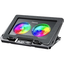 Leaf Shop GT102 Gaming Laptop Soğutucu, 2200RPM, Rgb Işıklı, LED Display, Notebook Soğutucu Stand