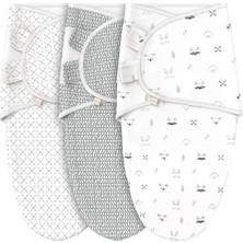 Leaf Shop Pamuk 3'lü Bebek Kundak ve Uyku Tulumu - Ergonomik Yenidoğan ve Bebek Kundak, 0-3 Ay