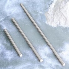 Leaf Shop Alüminyum Metal Oklava 3'lü Set Börek Hamur Yufka Açma Silindir Yuvarlak Uzun Kısa Mutfak Araç