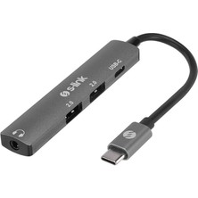 Leaf Shop SWV-USBC024 4 In 1 Gri Metal Typec To 2*usb2.0 Usb-C, 3.5mm Aux Port Type C Adaptör