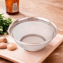 Leaf Shop Paslanmaz Çelik Kulpsuz Süzgeç 26CM, Paslanmaz Pirinç Süzgeci, Paslamaz Çelik Mutfak Süzgeci