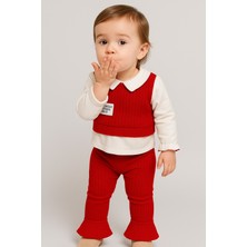 Chicsy Baby Kız Bebek Ribana Detaylı Gömlek Yakalı 3’li Kışlık Takım