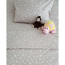 Leaf Shop 70X130 Lastikli Ranforce Bebek Çarşaf Takımı-Gri Yıldızlı (Gri / 70C)