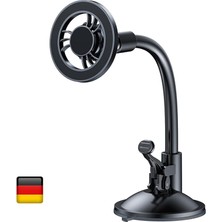 Leaf Shop By Deji Güçlü Mıknatıslı Vantuzlu Araç Içi Telefon Tutucu - Magsafe iPhone ile Uyumlu Vakumlu Akrobat