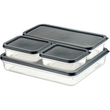 Leaf Shop Home 4 Adet Buzdolabı ve Derin Dondurucu Saklama Kabı Seti, Fresh Box, Dolap Düzenleyici ve Buz Dolabı Organizeri, Bpa Içermeyen Pp Plastik,gıdaları Taze Tutma,mutfak Düzenleyici (Gri)