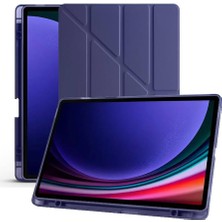 Leaf Shop Galaxy Tab S10 Plus X820 12.4 Inç Uyumlu Tablet Kılıfı – Kalemlikli, Katlanabilir Smart Cover, Stand Özellikli, Darbe Emici Arka Koruma, Ince ve Hafif Tasarım (Lacivert)