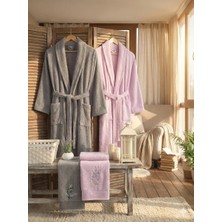 Zena Antrasit Leylak Havlulu Bornoz