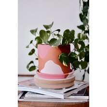 Leaf Shop Silindir Saksı+Tabak • Pembenin Tonları (Orta)