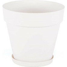 Leaf Shop Saksı Dekoratif Tabaklı Saksı 10 Litre Kirli Beyaz Renk