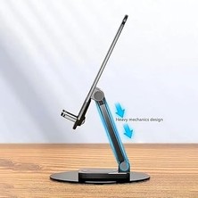 Leaf Shop Masaüstü Telefon Tablet Tutucu Stand Taşınabilir Portatif Metal Taban 360 Derece Dönebilir