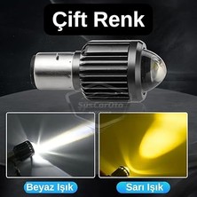 Leaf Shop Aksesuar Otomobil Araç Motosiklet Mercekli Far Ampulü LED Far Çift Renk Sarı-Beyaz Csp LED Lamba Delici Yayıcı S2 Uzun Kısa 1 Adet BA20D H6