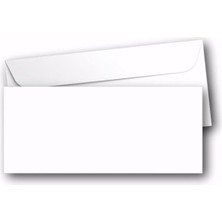 Leaf Shop Beyaz Zarf 200'LÜ 105X240 mm (4.13X9.45 Inches) Çıtçıt Kağıt Dikdörtgen Zarf 200 Adet 110 gr