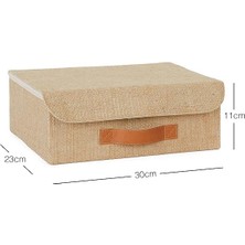 Leaf Shop Home Textile Çekmece Içi Jüt Kapaklı Kutu 30 x 23 x 11 cm