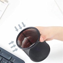 Leaf Shop Home Masa Üstü Ofis Tipi Metal Kalemlik,perfore Kalemlik,masa Düzenleyici ve Toparlayıcı Organizer,kalem Kutusu (Siyah Silindir)