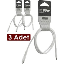 Secuzi Type-C To Type-C 60W Pd Hızlı Şarj/data Kablosu 1 Metre Beyaz I 3 Adet (Iki Uç Type-C)
