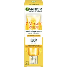 Leaf Shop C Vitamini Parlak Günlük Güneş Koruyucu Fluid Yüz Kremi Görünmez Doku SPF50, 40 ml
